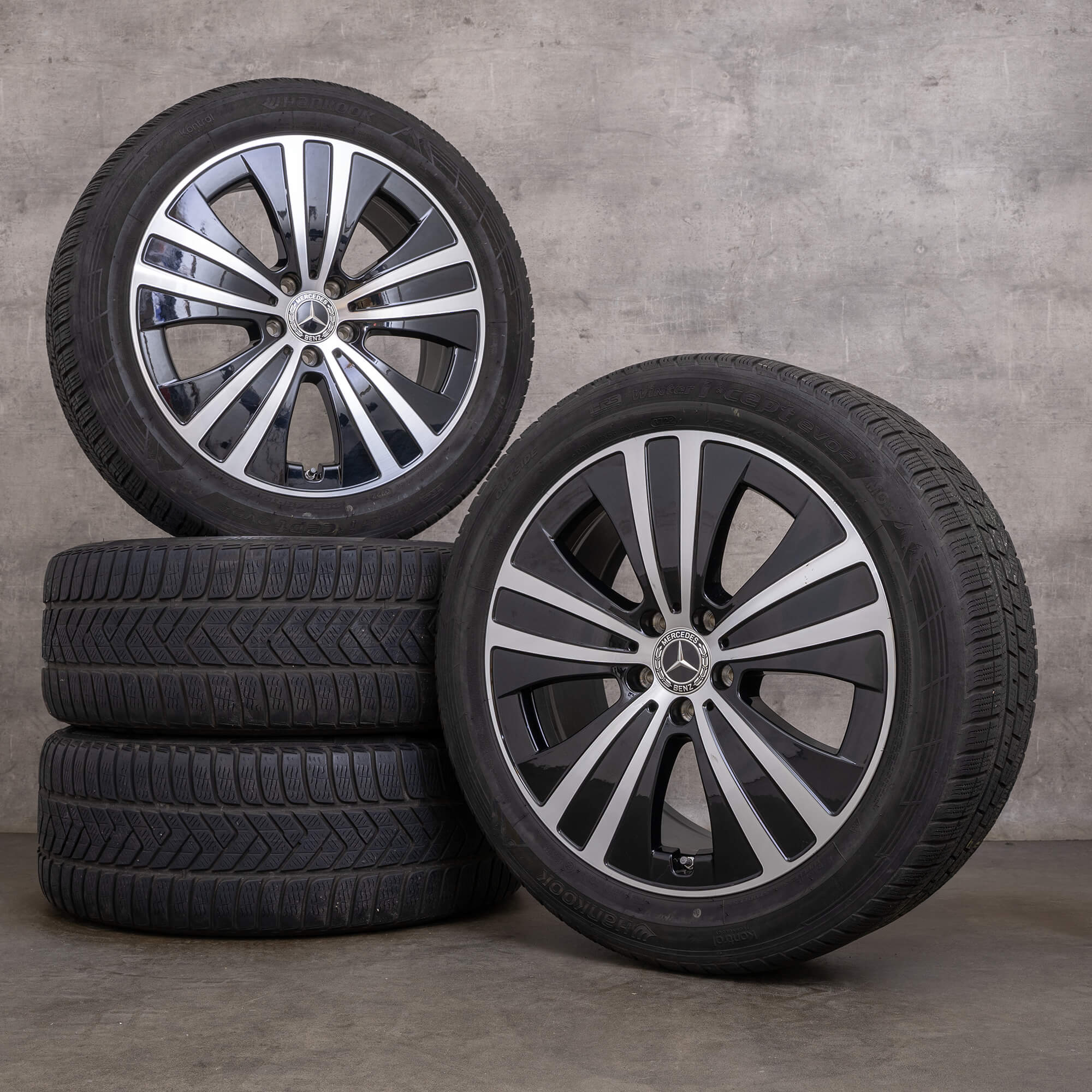 Originele Mercedes Benz EQE velgen 19 inch V295 zomerwielen A2954011200 zwart hoogglans gedraaid