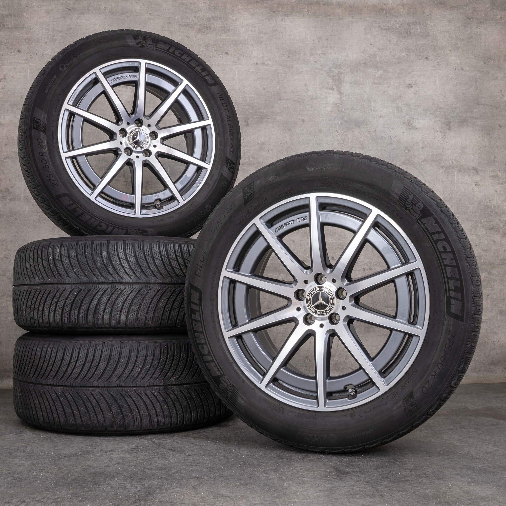 Neumaticos invierno AMG originales Mercedes Benz GLE 53 63 4Matic+ 20 pulgadas llantas V167 A1674014000 A1674014100 gris himalaya pulido brillante