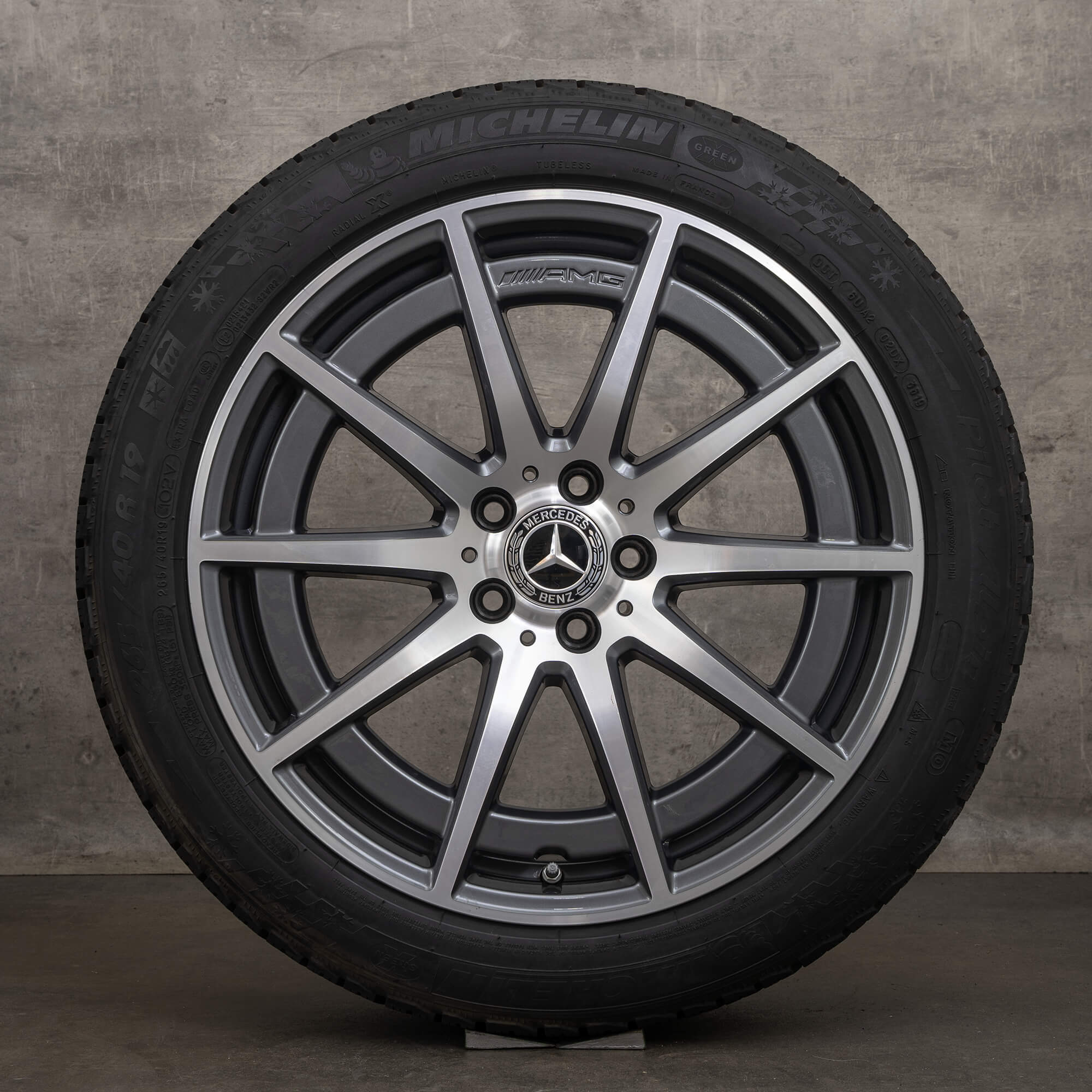 Original Mercedes Benz E-Klasse AMG E63 S Winterräder 19 Zoll W213 S213 Felgen A2134016900 A2134017000 himalaya grey glanzgedreht