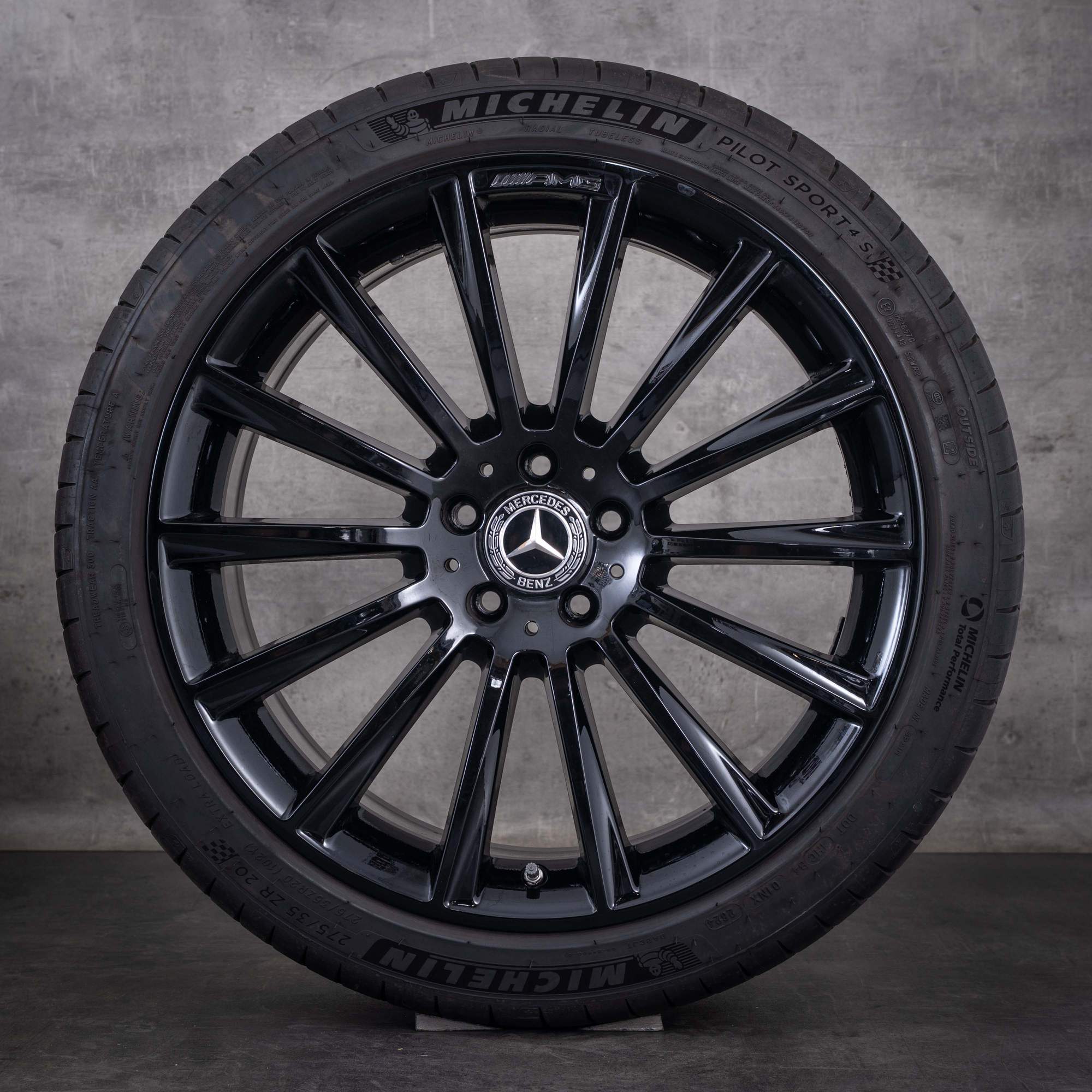 Original Mercedes S-Klasse AMG Felgen 20 Zoll W222 C217 A217 Sommerräder A2224010400 A2224010500 schwarz glanz