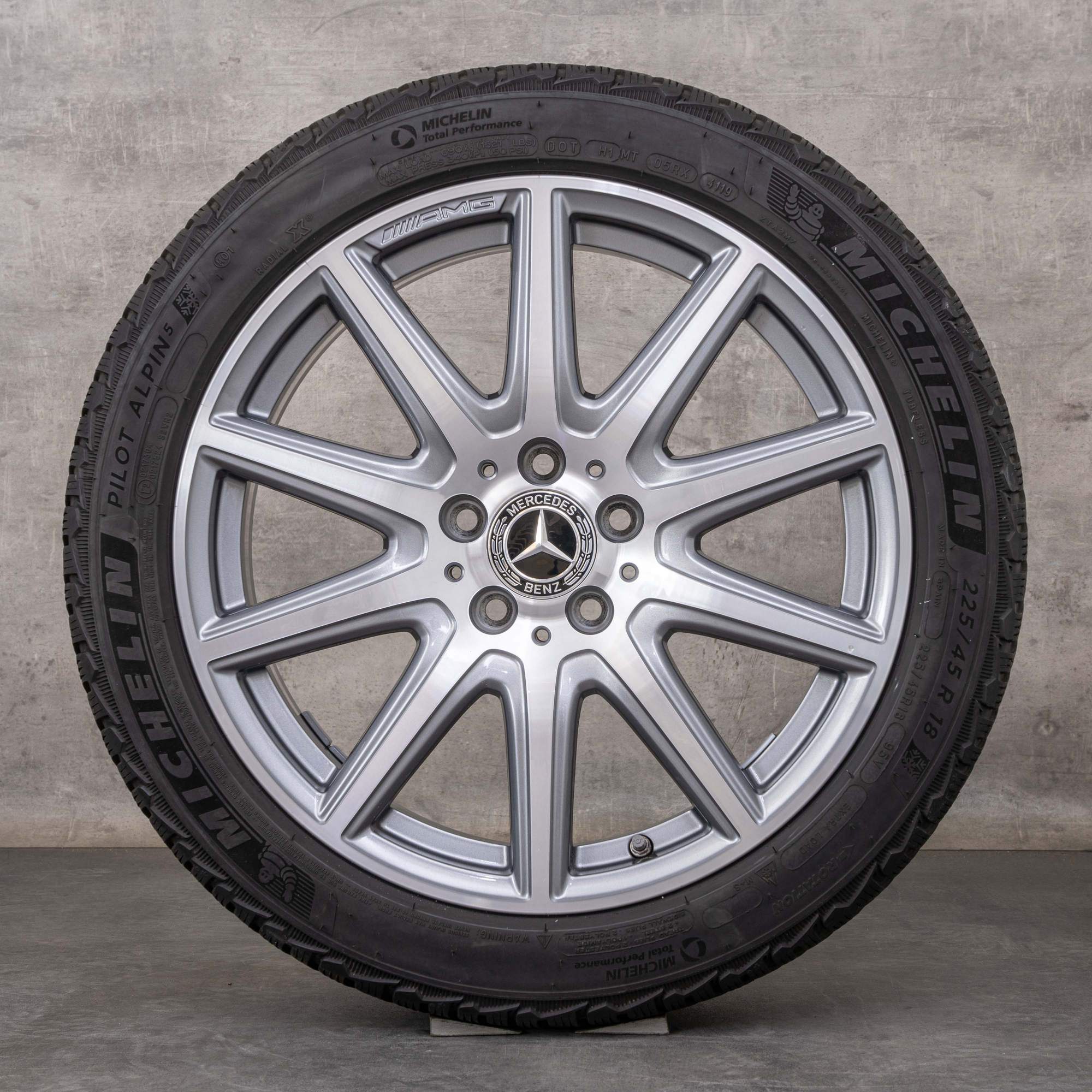 Original Mercedes Benz A-Klasse AMG A45 & S CLA 35 45 Winterräder 18 Zoll W177 C118 Felgen A1774013900 himalaya grey glanzgedreht
