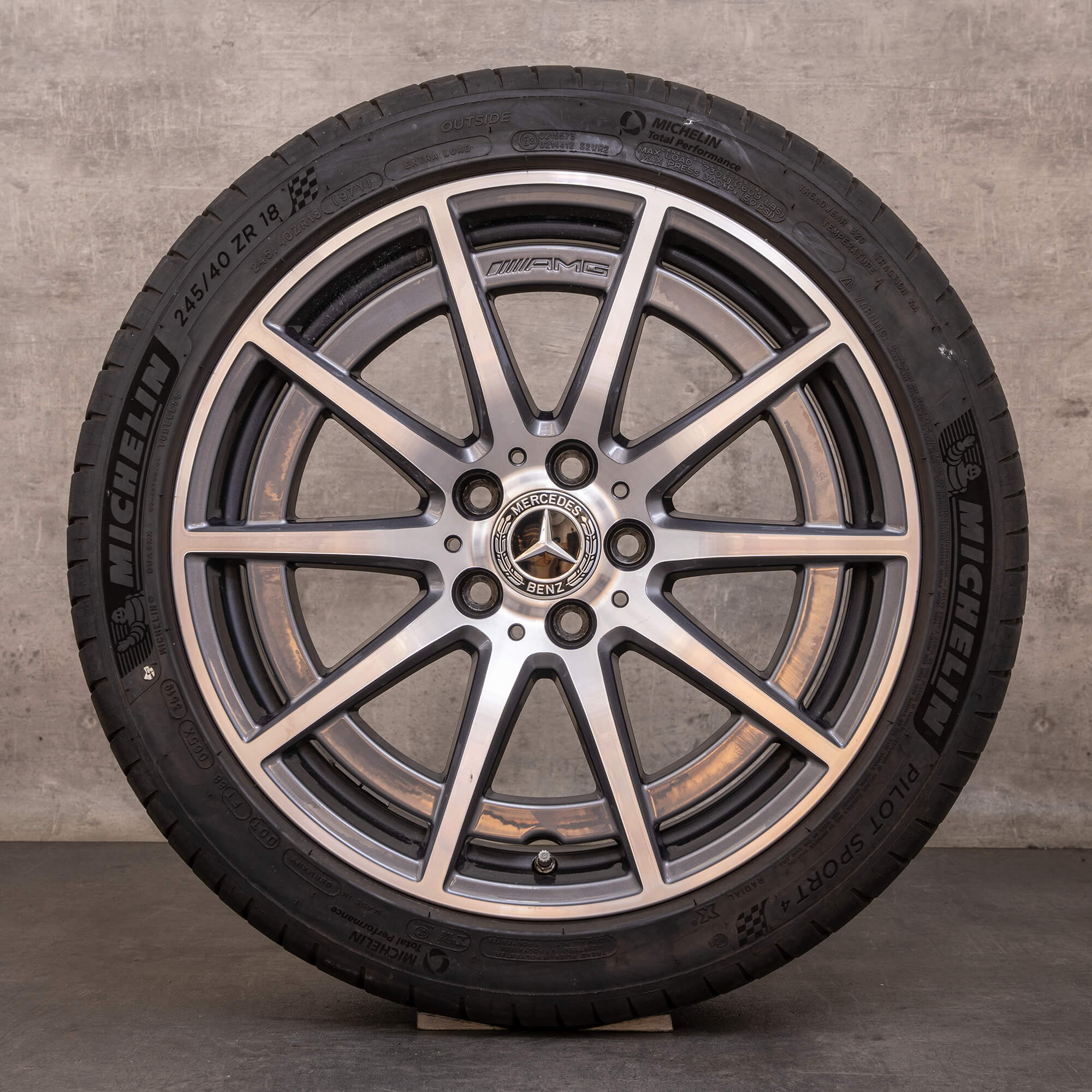 Orijinal Mercedes Benz A-Serisi A 45 CLA AMG jantlar 18 inç W177 V177 C118 X118 yaz jant lastik A1774012100 himalaya gri parlak tornalanmış