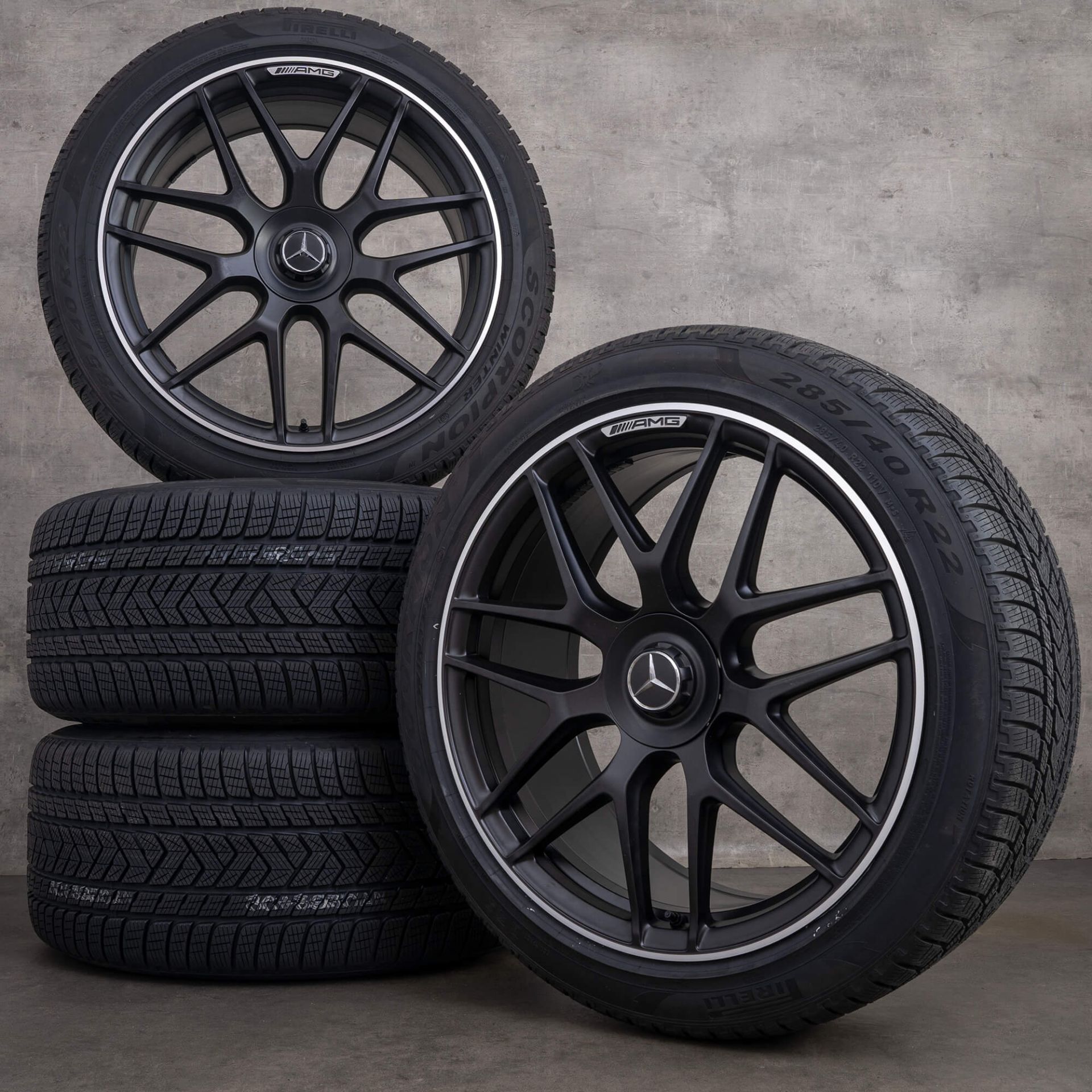 Kup oryginalne opony z felgami Mercedes AMG GLE 63 Coupe - design krzyżujących się szprych 22 cali koła zimowe